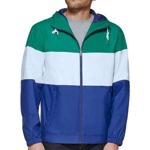 Club Room Men's Ivory Rubberized Lightweight Hooded Rain Jacket, XL